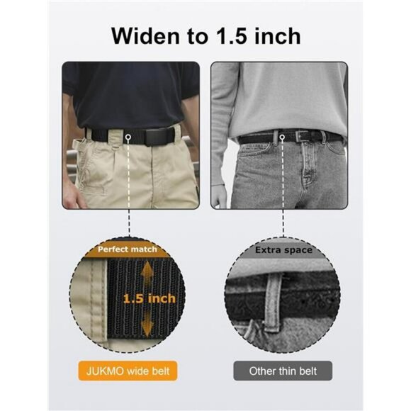 Mens Nylon Web Ratchet Belt Adjustable Slide Buckle for Jeans Casual Pants - Picture 4 of 7